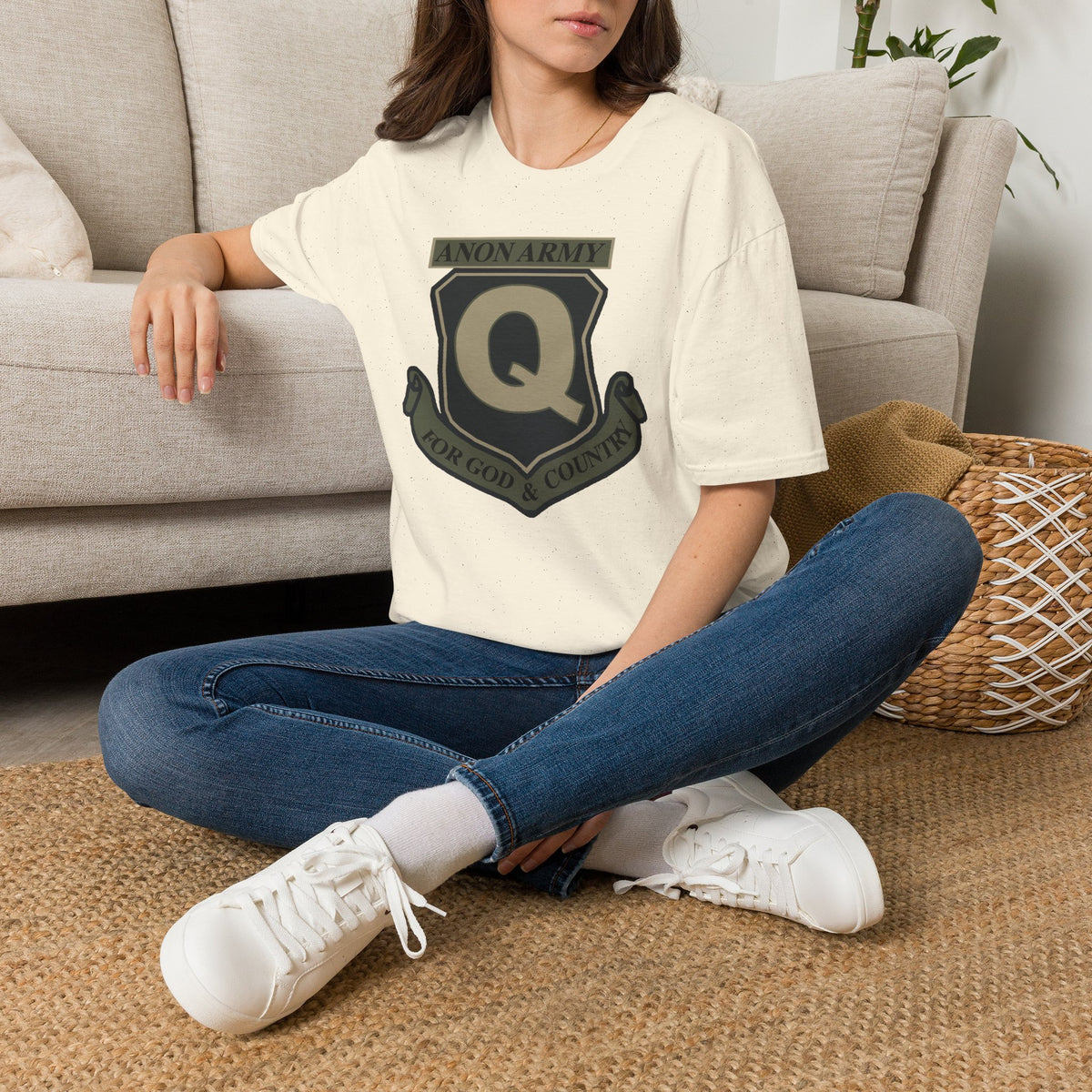 Anon Army Q Emblem Shirt, For God and Country Tee, Military Style Patriot Graphic, Alternative Research T-Shirt