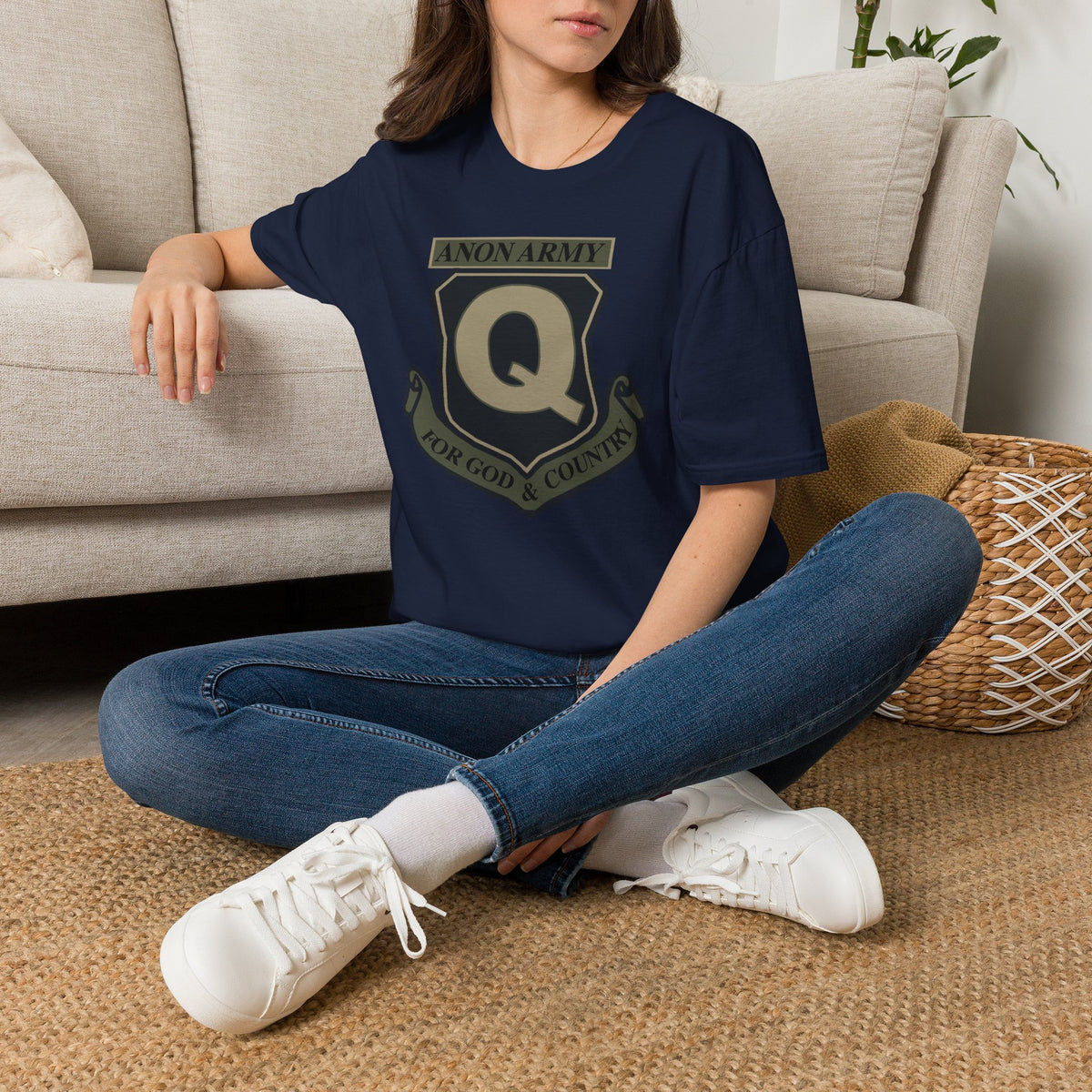 Anon Army Q Emblem Shirt, For God and Country Tee, Military Style Patriot Graphic, Alternative Research T-Shirt