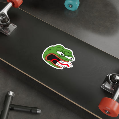 Angry Pepe REEEEEEEE Die-Cut Sticker | Screaming Frog Rage Meme Vinyl Decal | Funny Internet Reaction Sticker