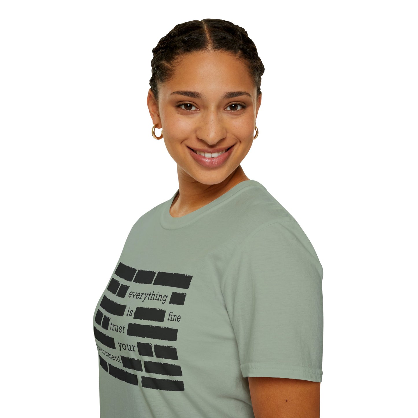 'Everything is Fine, Trust Your Government' Redacted Design Political Tee