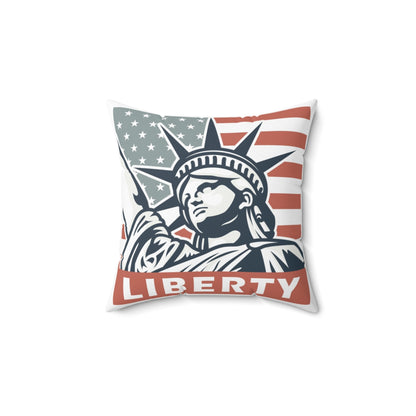 American Spirit Accent Pillow: Pop-Art Statue of Liberty & Vintage Eagle Design image 0