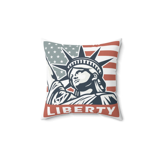 American Spirit Accent Pillow: Pop-Art Statue of Liberty & Vintage Eagle Design image 0