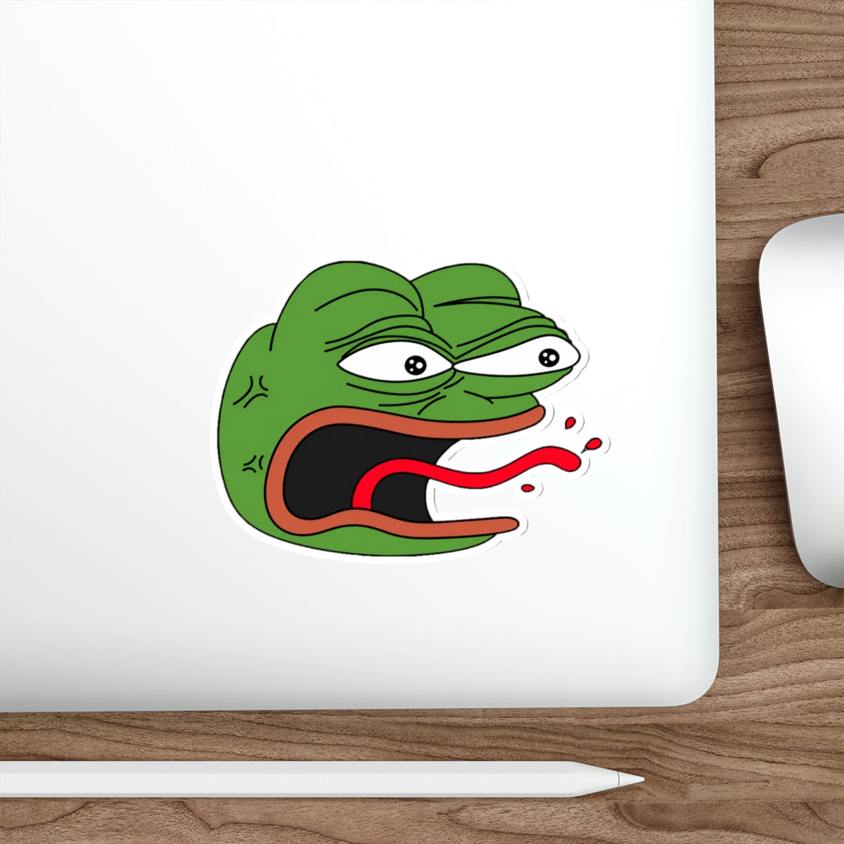 Angry Pepe REEEEEEEE Die-Cut Sticker | Screaming Frog Rage Meme Vinyl Decal | Funny Internet Reaction Sticker