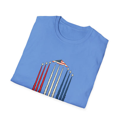 FAFO Jetpack Aviation Tee — Red, White & Blue Graphic