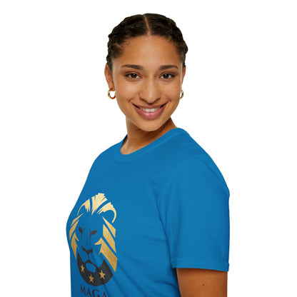MAGA Gold Lion T‑Shirt — Bold Patriotic Crest Tee