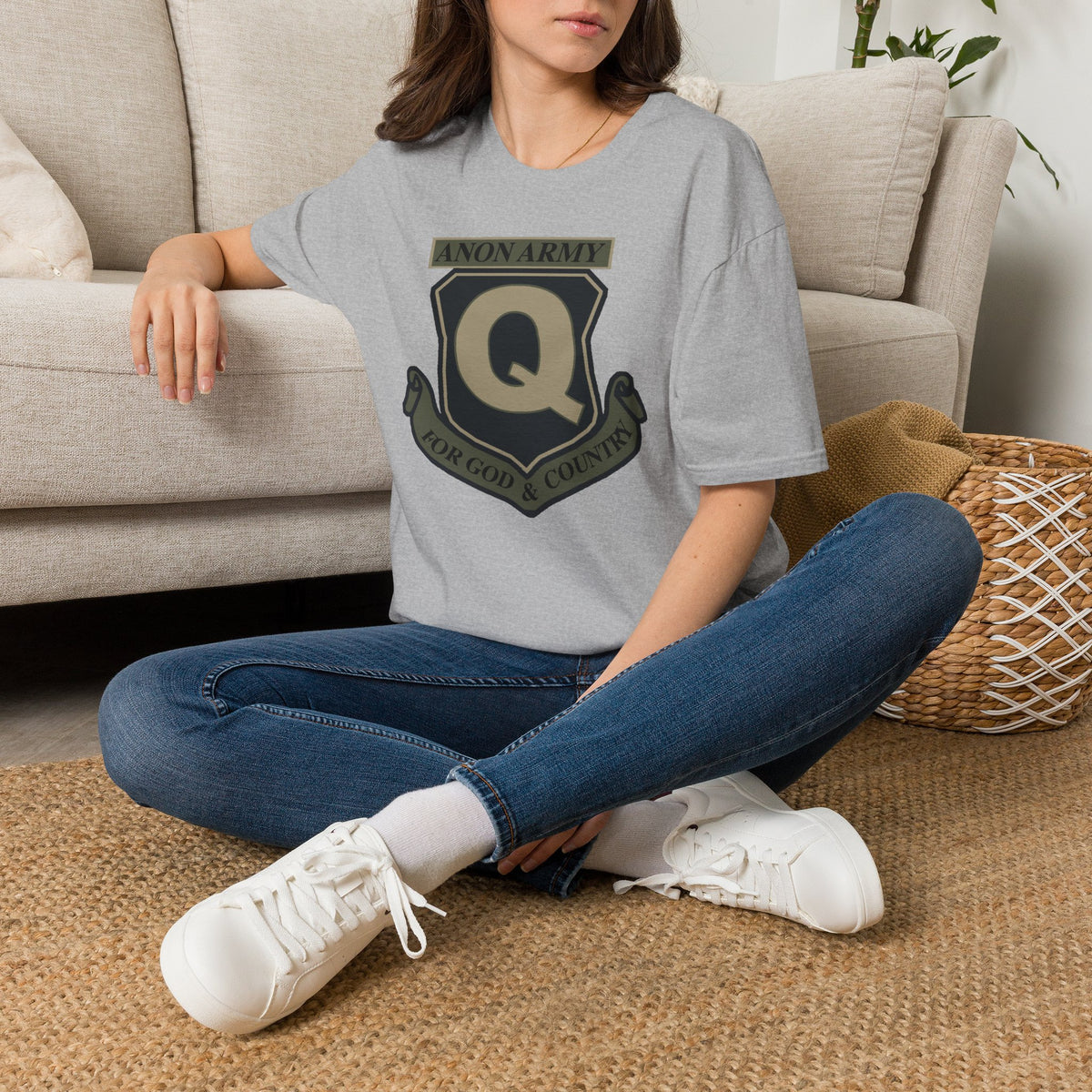 Anon Army Q Emblem Shirt, For God and Country Tee, Military Style Patriot Graphic, Alternative Research T-Shirt