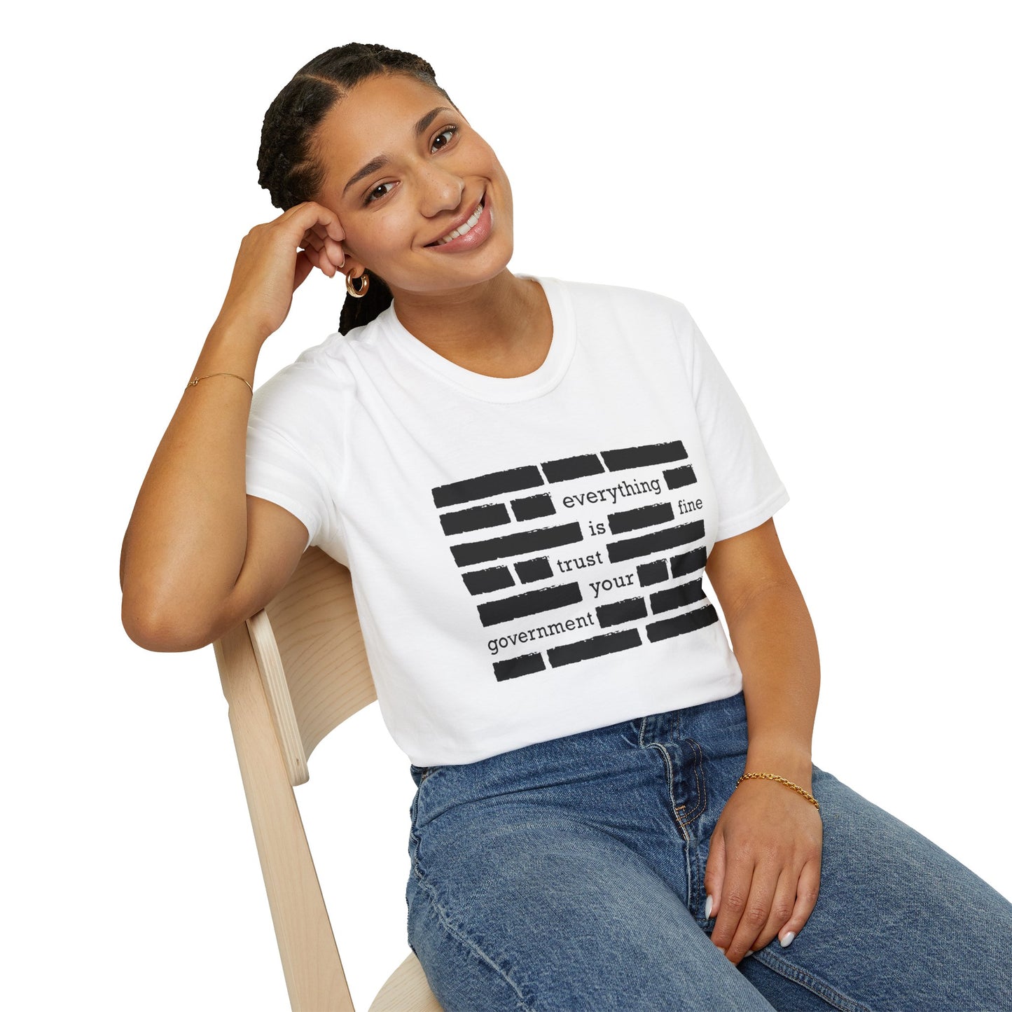 'Everything is Fine, Trust Your Government' Redacted Design Political Tee