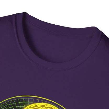Retro Sci‑Fi Night Shift T-Shirt — Neon Snake Grid Graphic