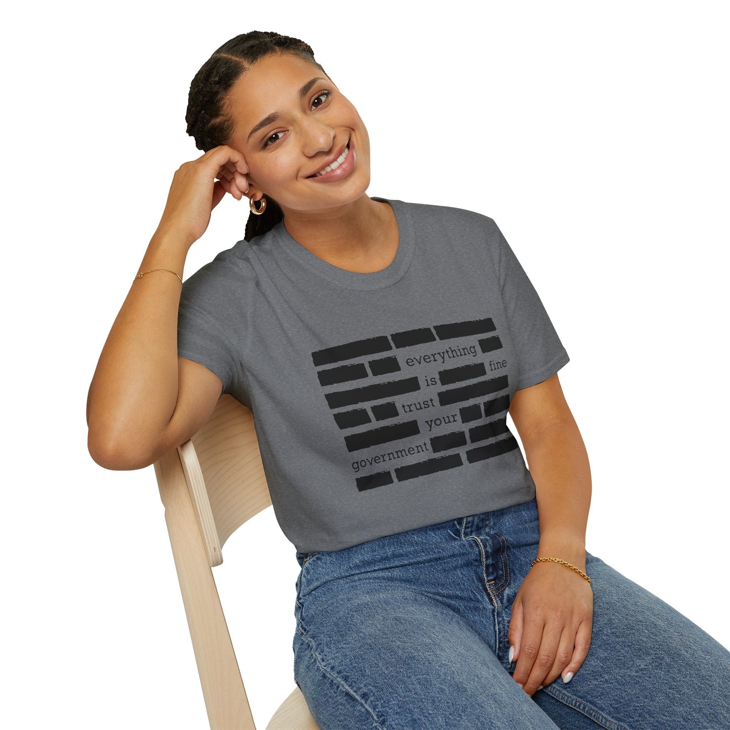 'Everything is Fine, Trust Your Government' Redacted Design Political Tee