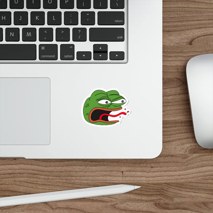 Angry Pepe REEEEEEEE Die-Cut Sticker | Screaming Frog Rage Meme Vinyl Decal | Funny Internet Reaction Sticker