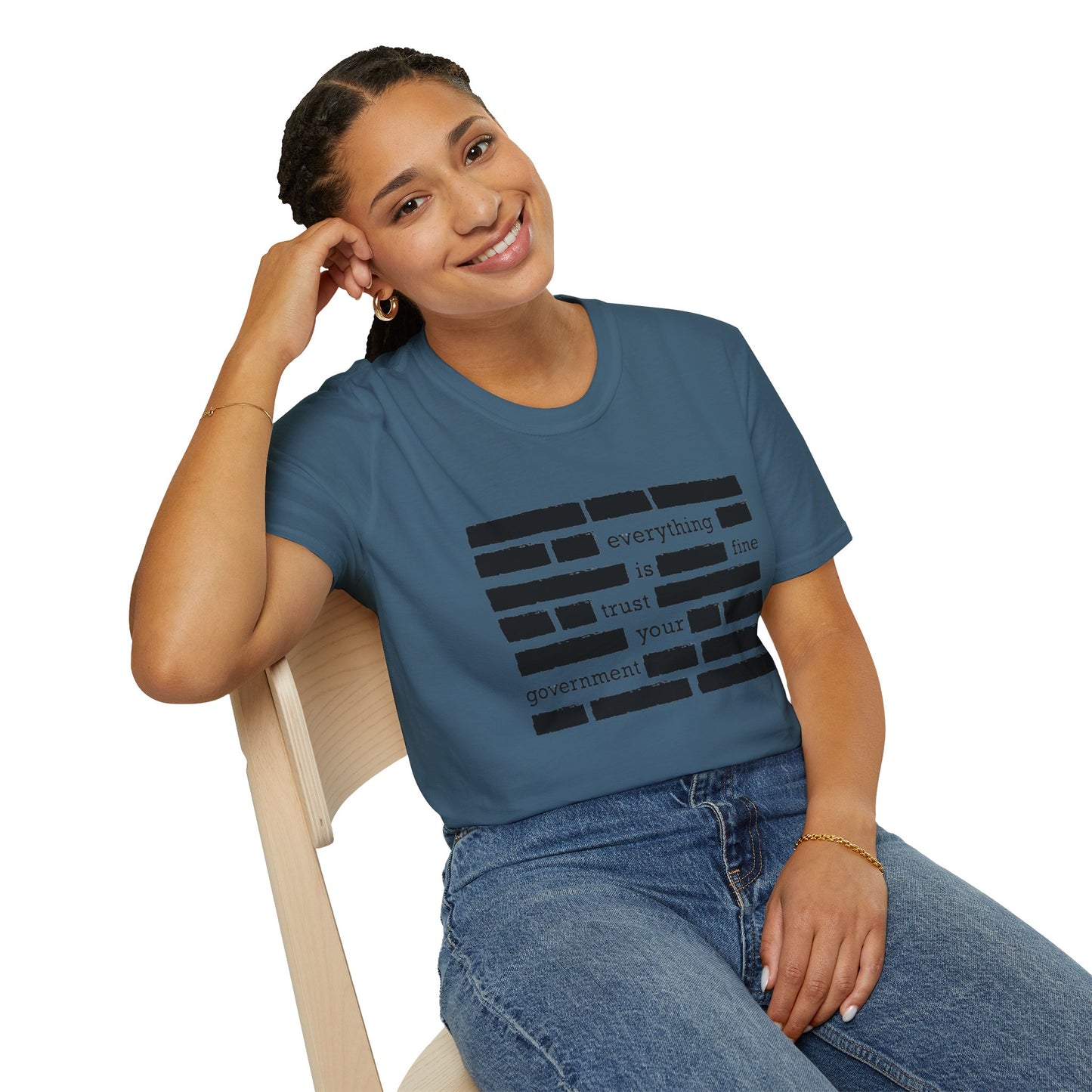 'Everything is Fine, Trust Your Government' Redacted Design Political Tee