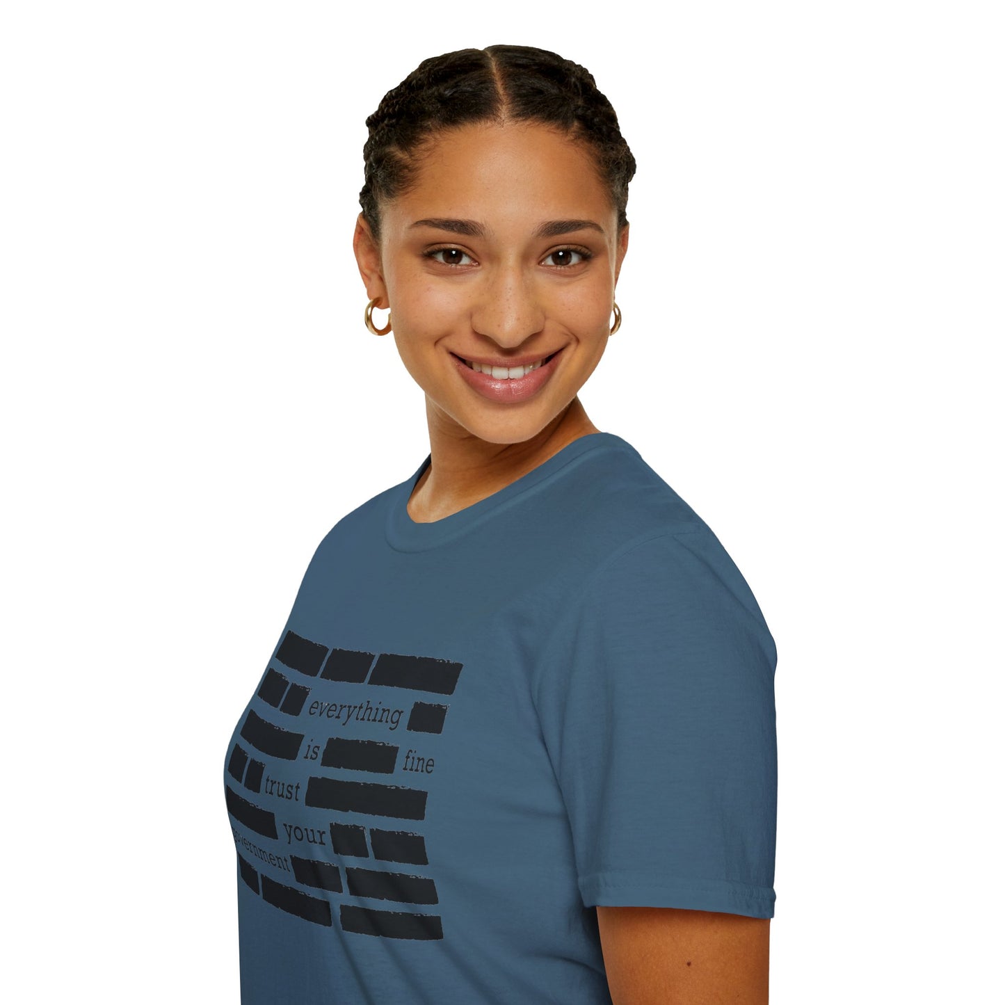 'Everything is Fine, Trust Your Government' Redacted Design Political Tee