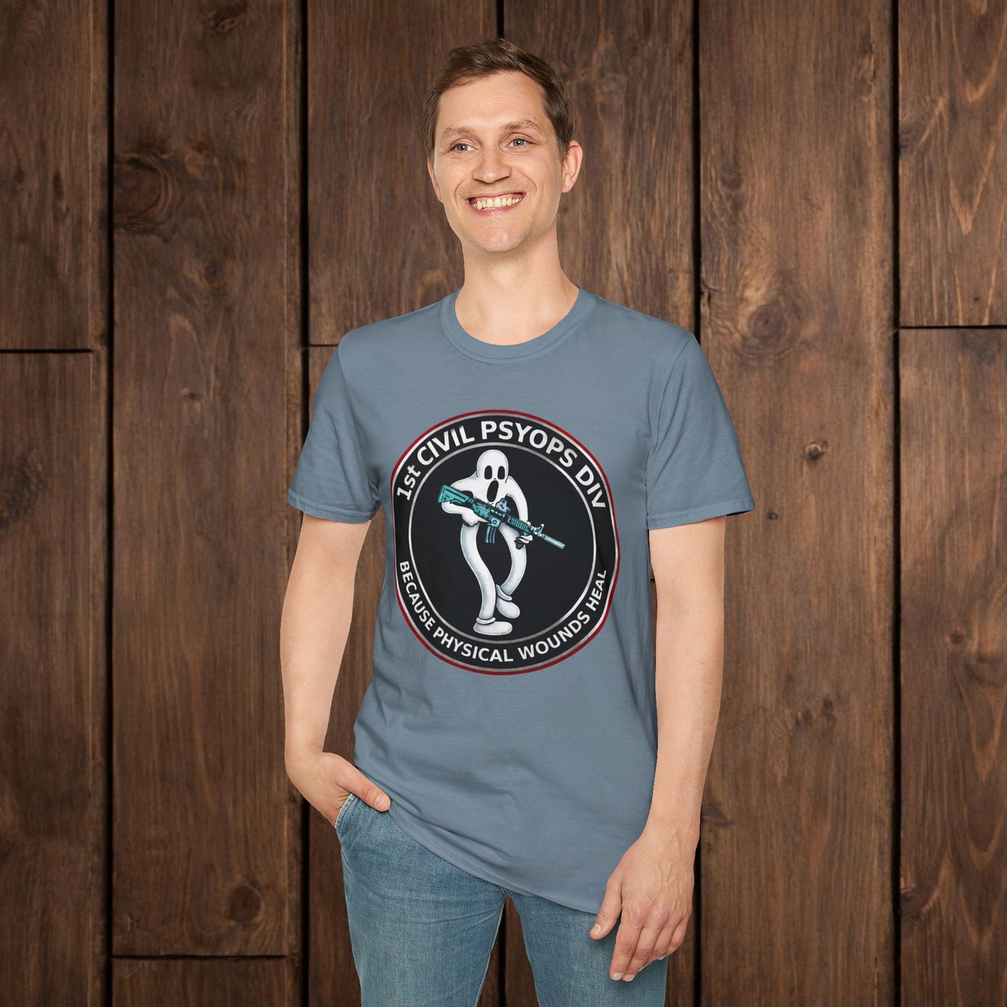 T-Shirt — 1st Civil Psyops Div 'Because Physical Wounds Heal' Military Logo Tee image 13