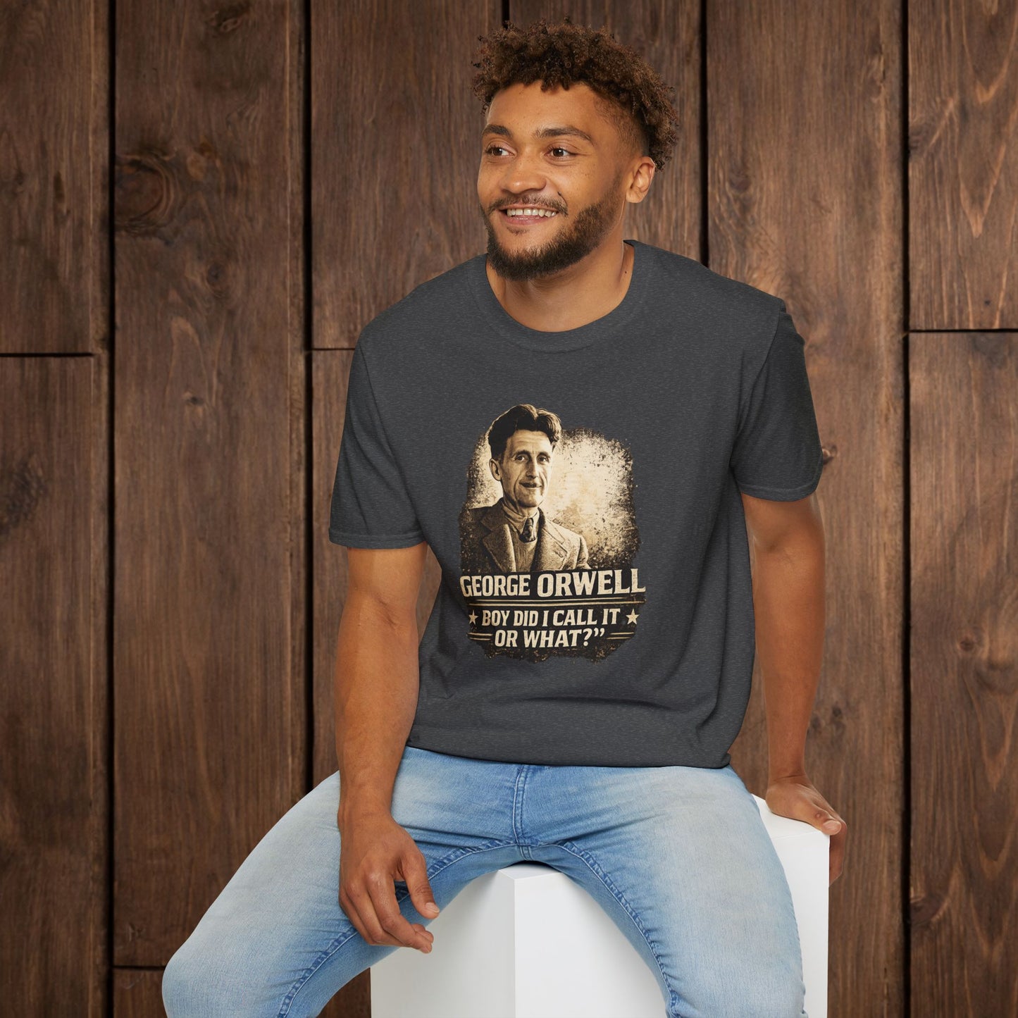 George Orwell Vintage Literary T-Shirt — "Boy Did I Call It Or What?" image 10