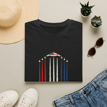 FAFO Jetpack Aviation Tee — Red, White & Blue Graphic