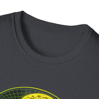 Retro Sci‑Fi Night Shift T-Shirt — Neon Snake Grid Graphic