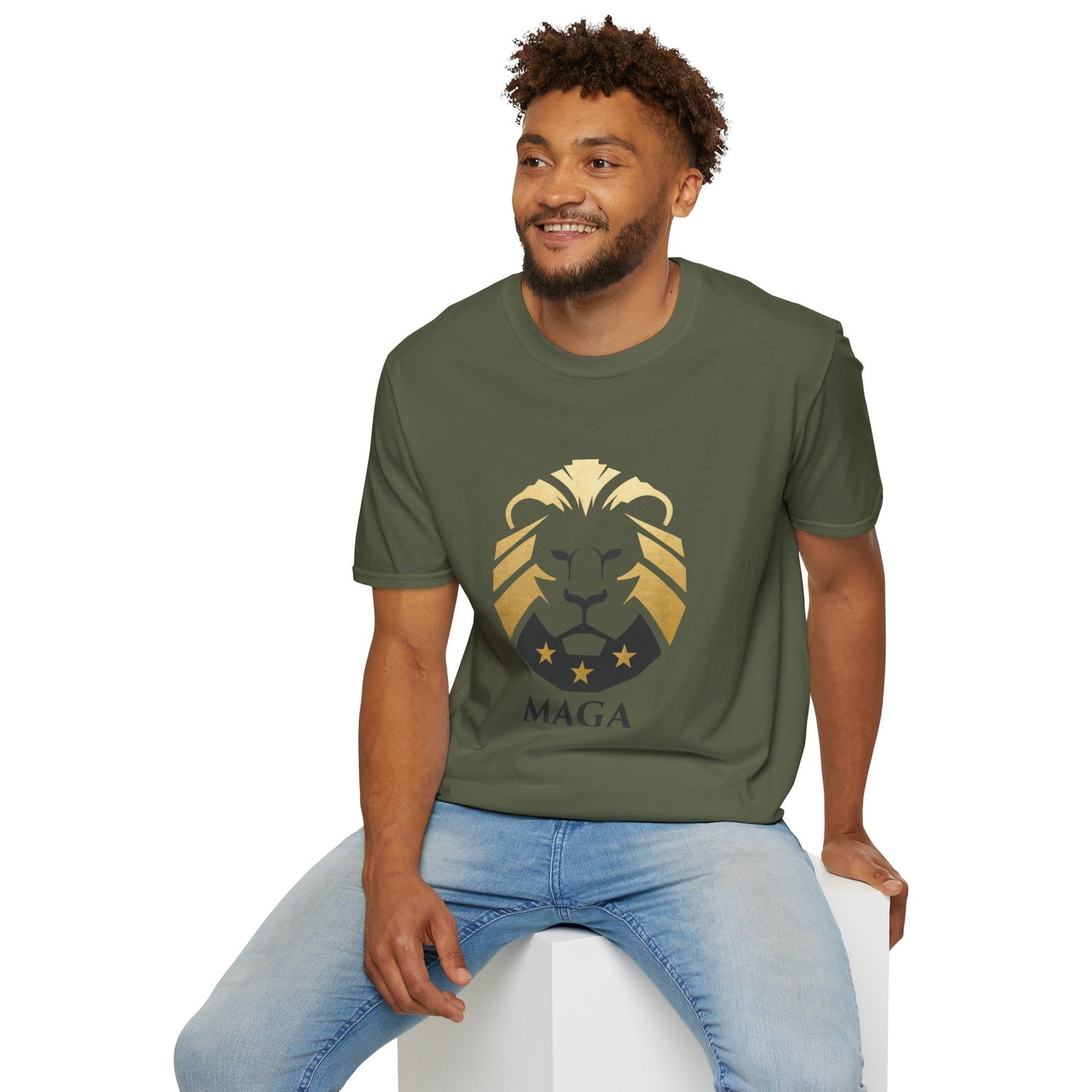 MAGA Gold Lion T‑Shirt — Bold Patriotic Crest Tee