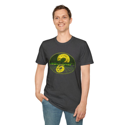 Retro Sci‑Fi Night Shift T-Shirt — Neon Snake Grid Graphic