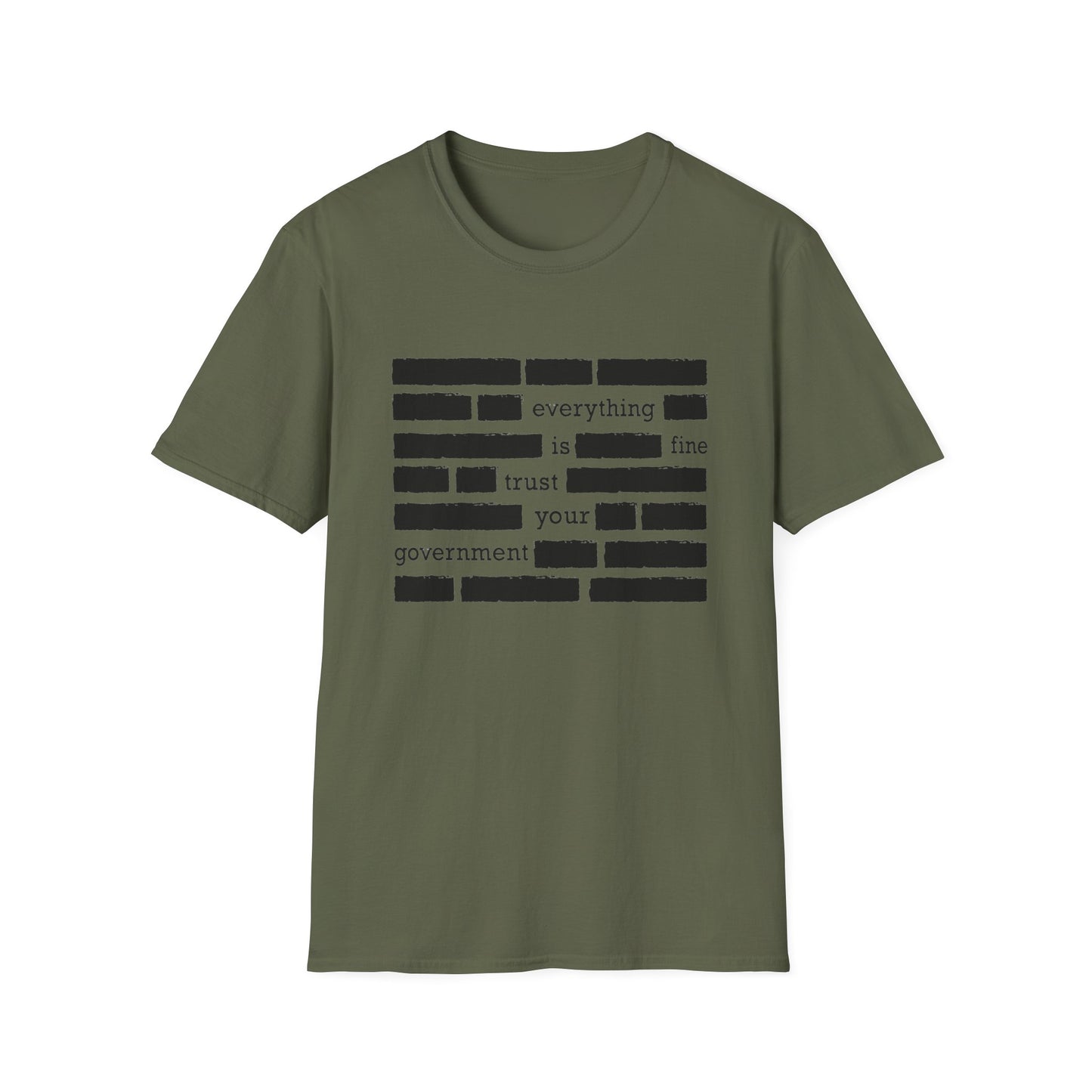 'Everything is Fine, Trust Your Government' Redacted Design Political Tee image 13