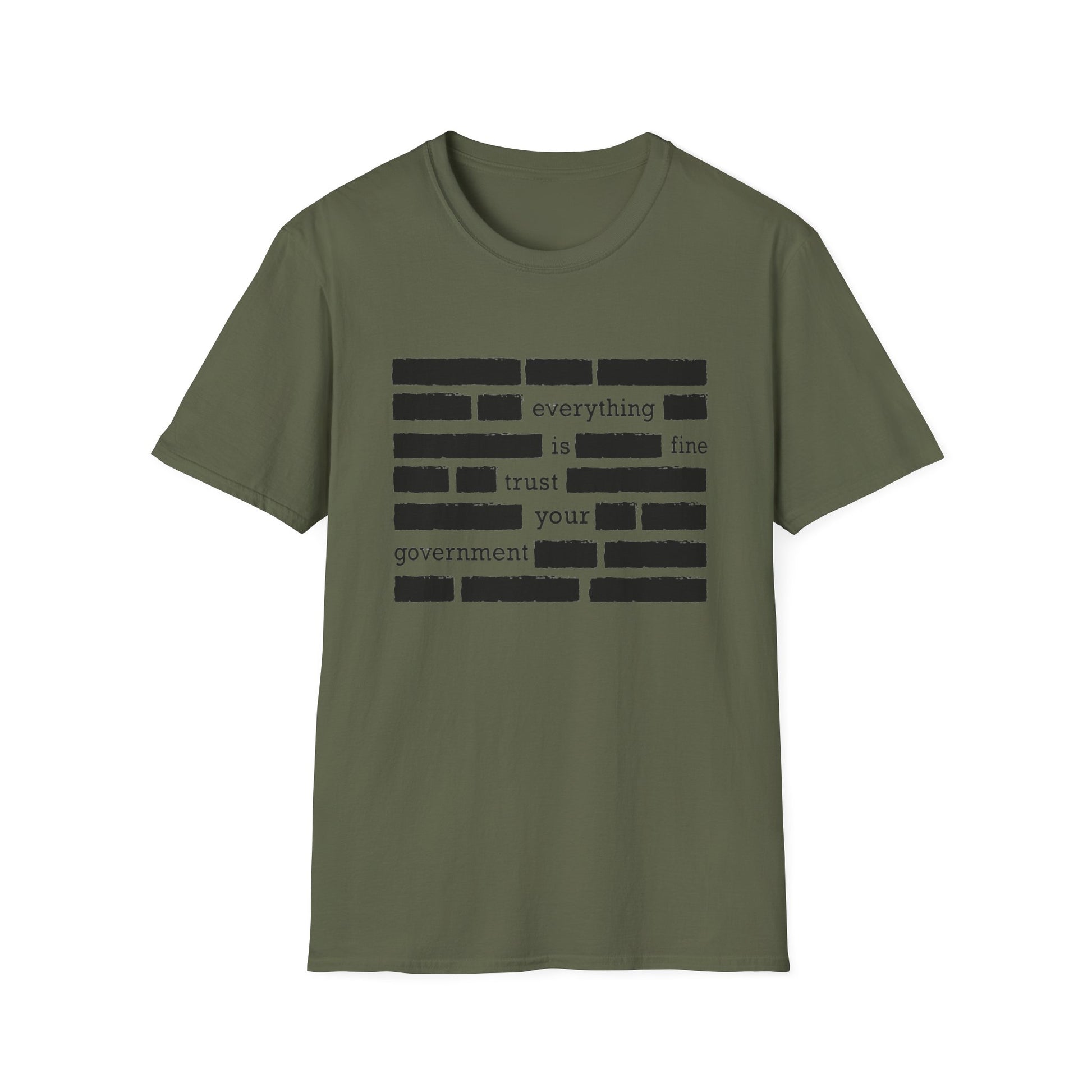 'Everything is Fine, Trust Your Government' Redacted Design Political Tee image 13