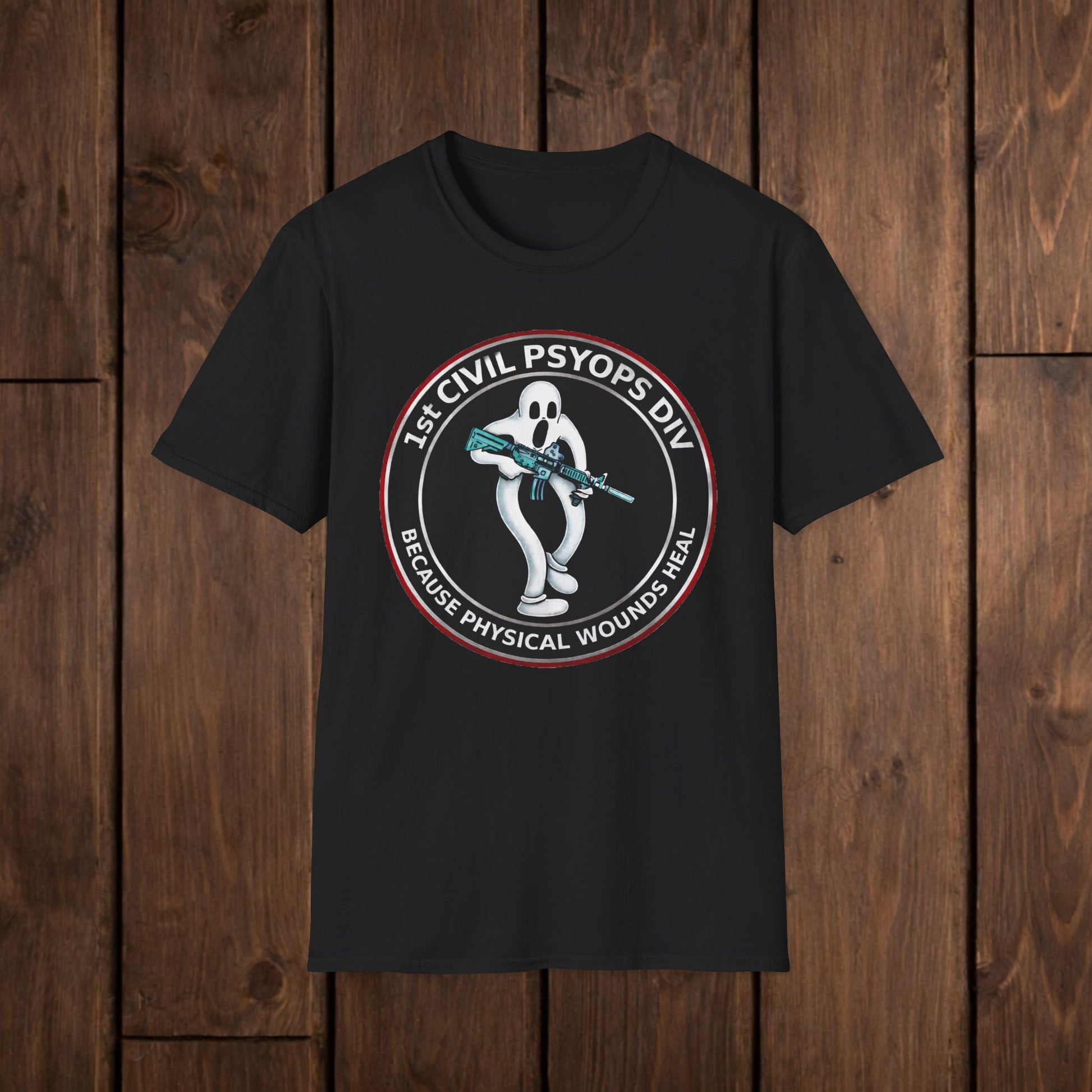 T-Shirt — 1st Civil Psyops Div 'Because Physical Wounds Heal' Military Logo Tee image 4