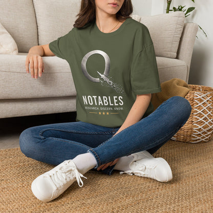 QNotables Metallic Shirt – Research Discern Know Graphic Tee – Digital Dissolve Logo T-Shirt – Truth Seeker Apparel