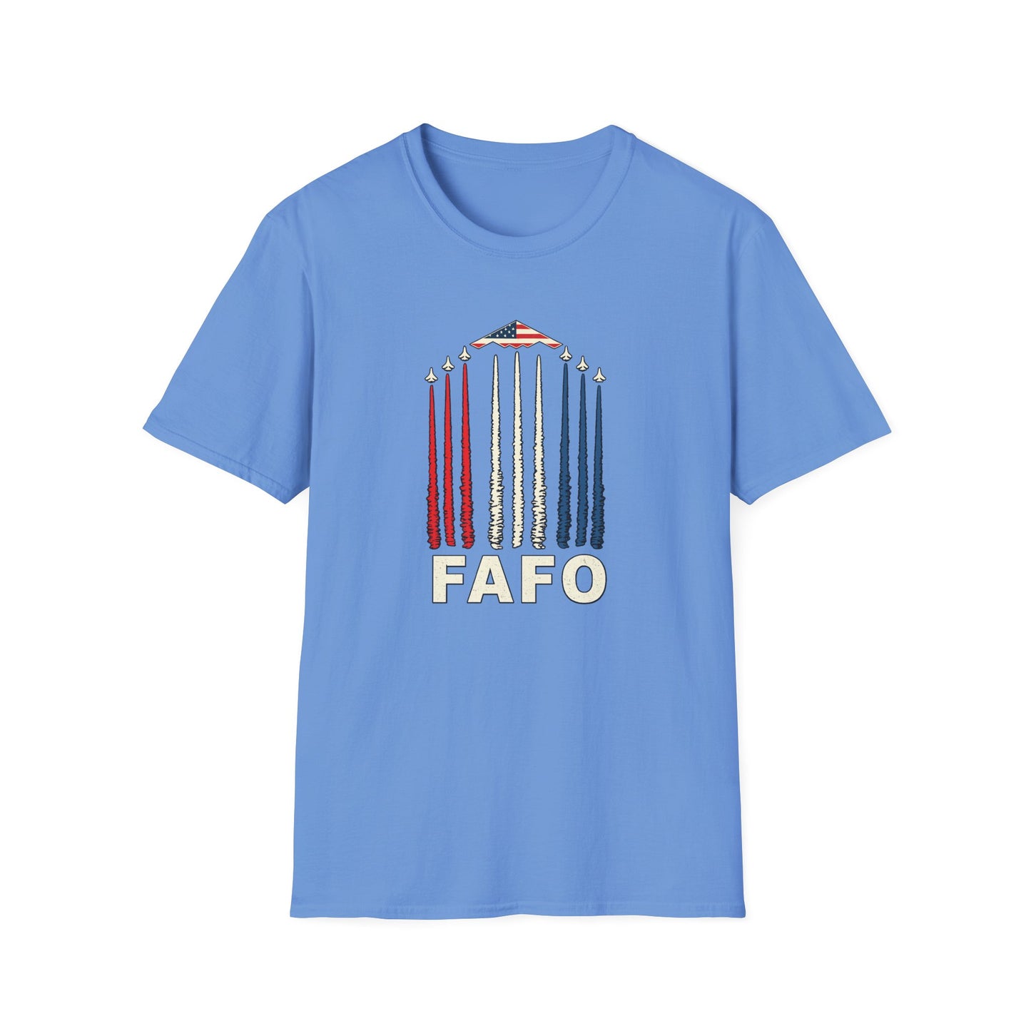 FAFO Jetpack Aviation Tee — Red, White & Blue Graphic