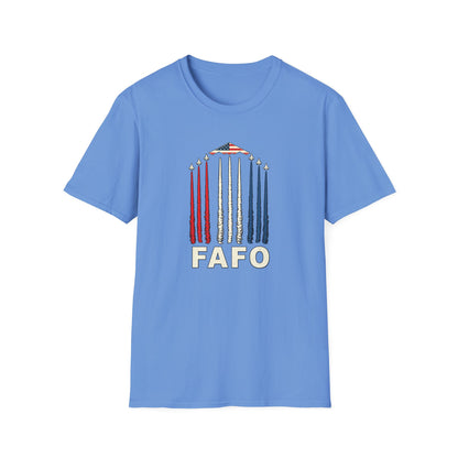 FAFO Jetpack Aviation Tee — Red, White & Blue Graphic