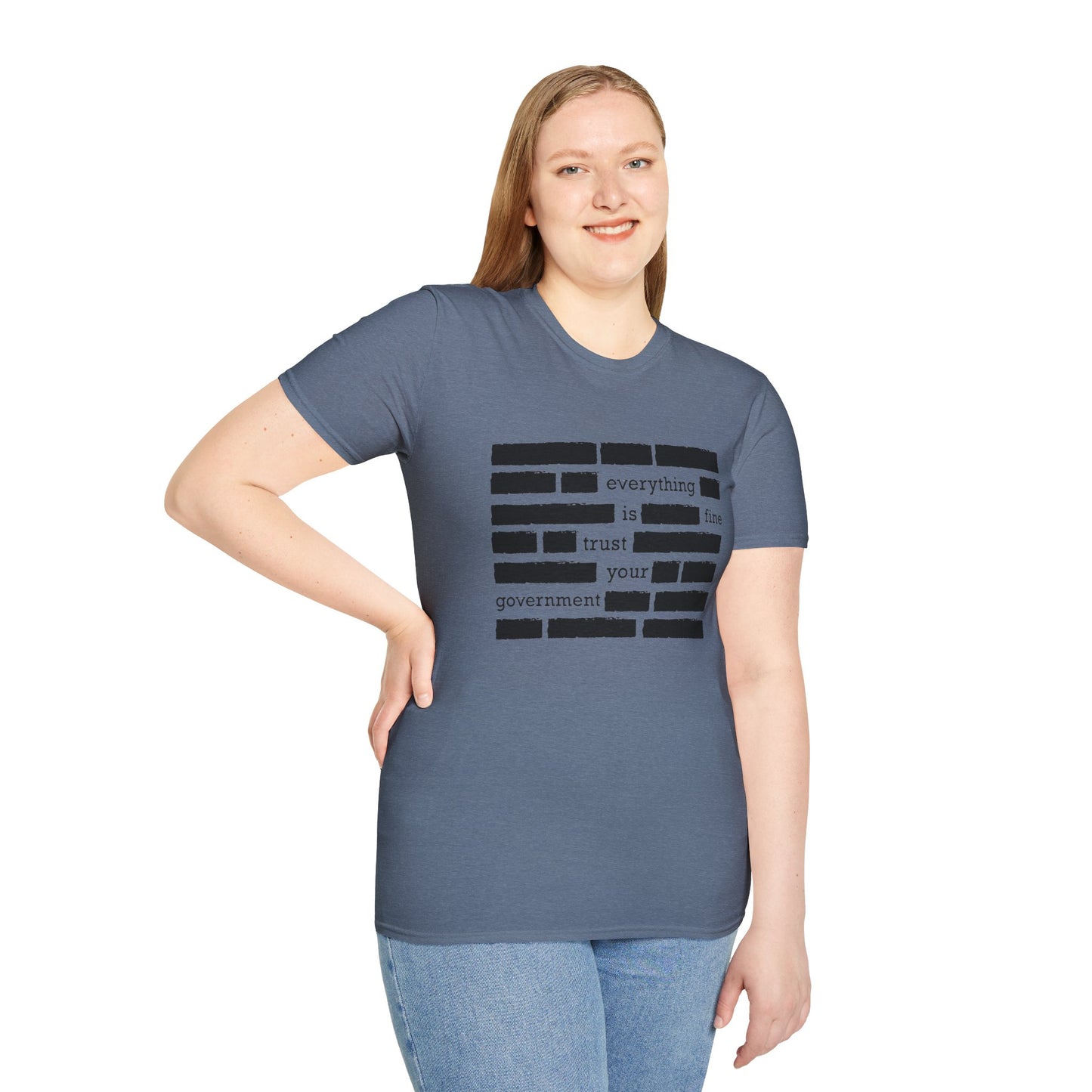 'Everything is Fine, Trust Your Government' Redacted Design Political Tee