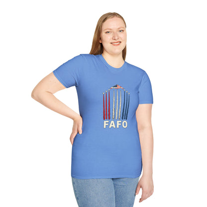 FAFO Jetpack Aviation Tee — Red, White & Blue Graphic