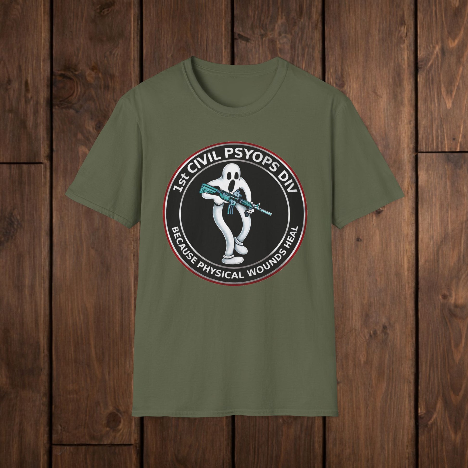 T-Shirt — 1st Civil Psyops Div 'Because Physical Wounds Heal' Military Logo Tee image 10