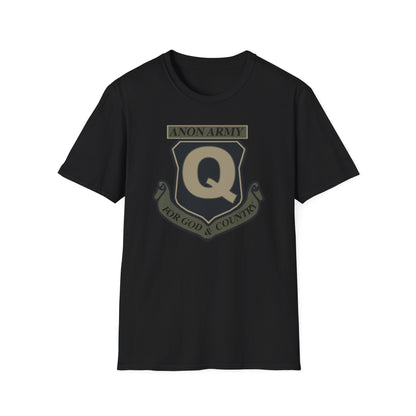 Anon Army Q Emblem Shirt, For God and Country Tee, Military Style Patriot Graphic, Alternative Research T-Shirt