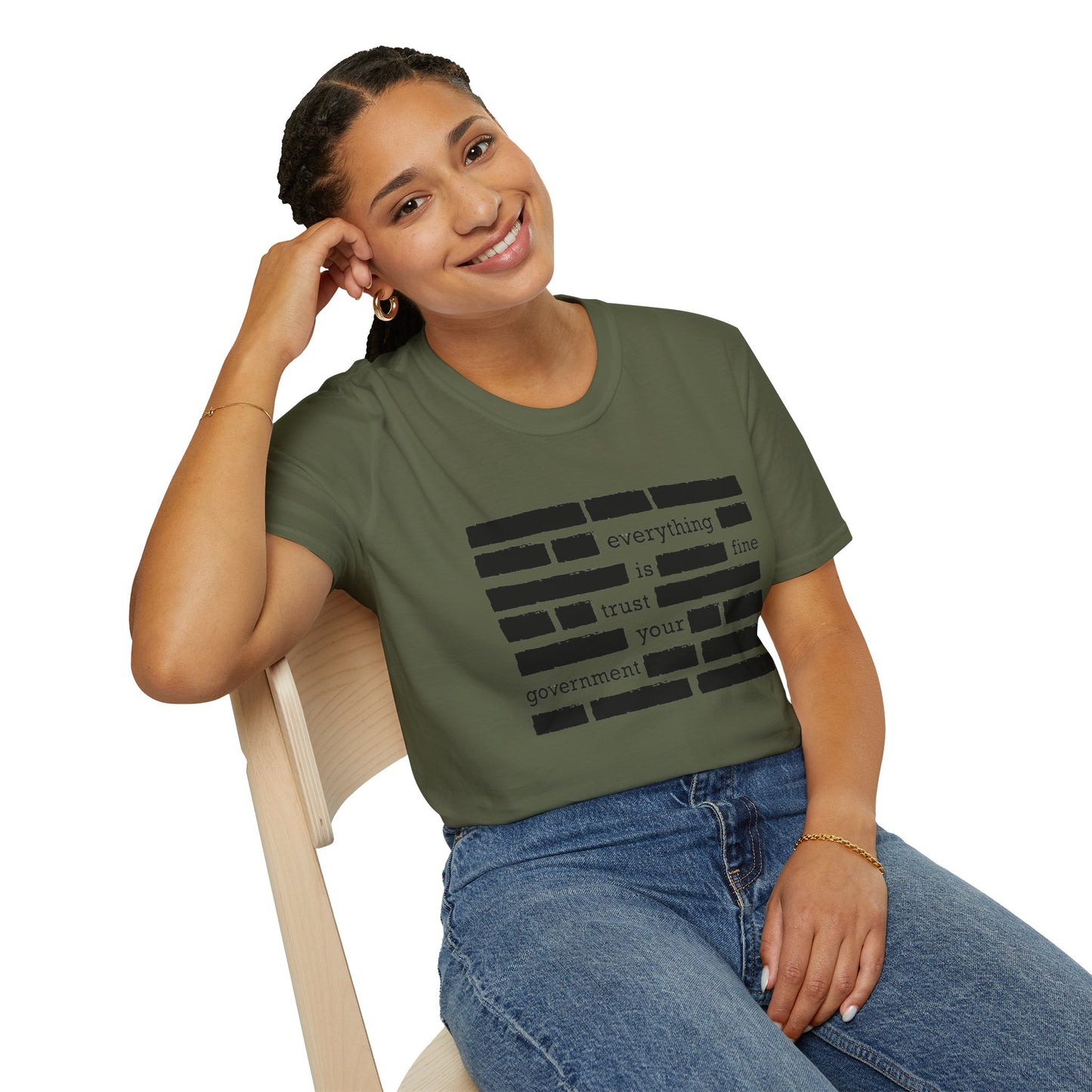 'Everything is Fine, Trust Your Government' Redacted Design Political Tee