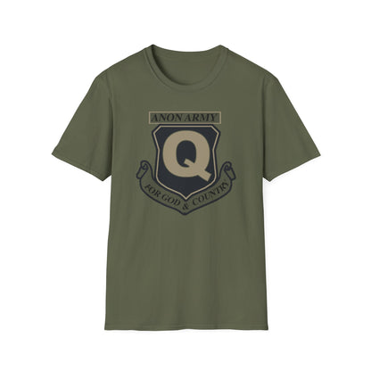 Anon Army Q Emblem Shirt, For God and Country Tee, Military Style Patriot Graphic, Alternative Research T-Shirt