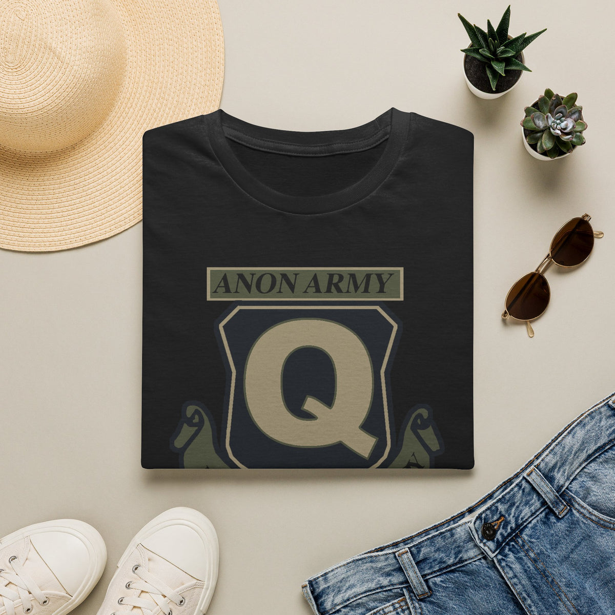 Anon Army Q Emblem Shirt, For God and Country Tee, Military Style Patriot Graphic, Alternative Research T-Shirt