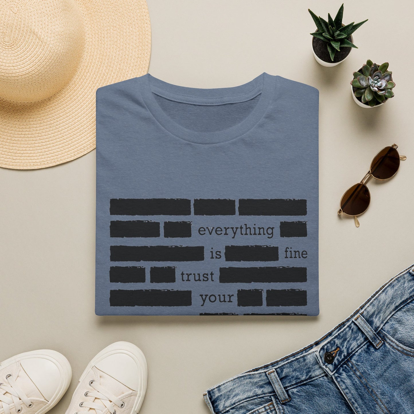 'Everything is Fine, Trust Your Government' Redacted Design Political Tee