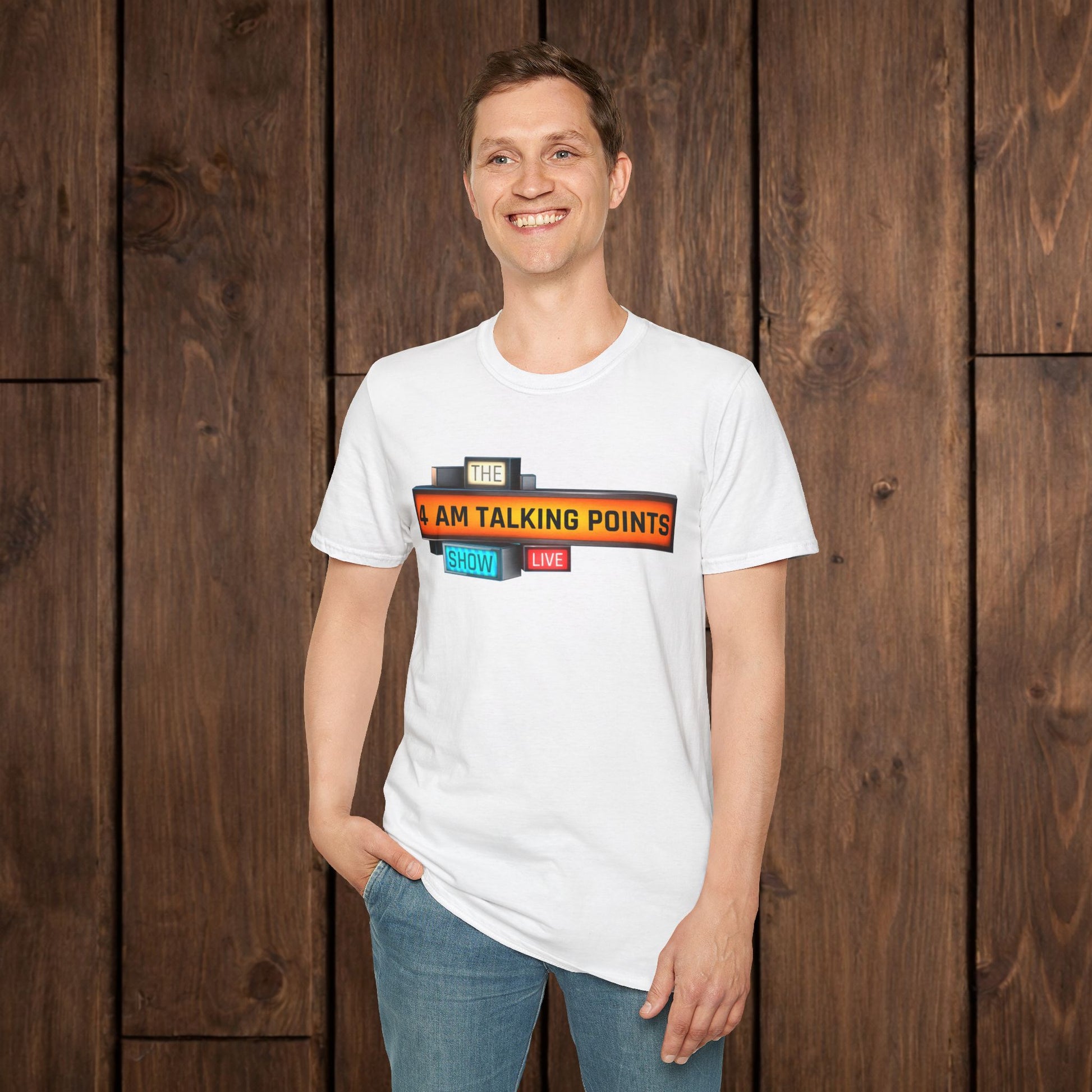 4 AM Talking Points Retro Podcast Logo T-Shirt image 6