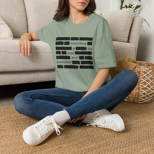 'Everything is Fine, Trust Your Government' Redacted Design Political Tee image 0