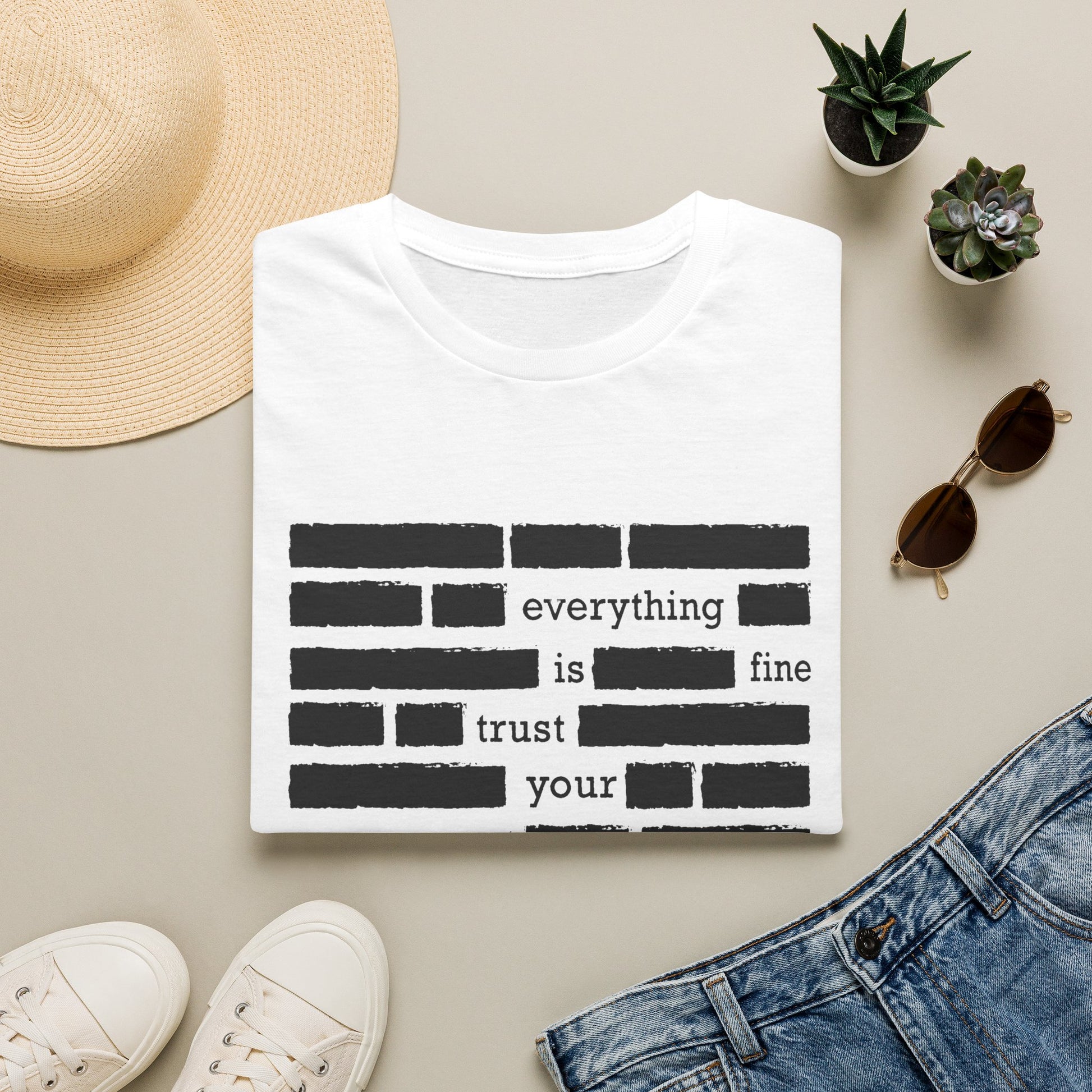 'Everything is Fine, Trust Your Government' Redacted Design Political Tee image 3