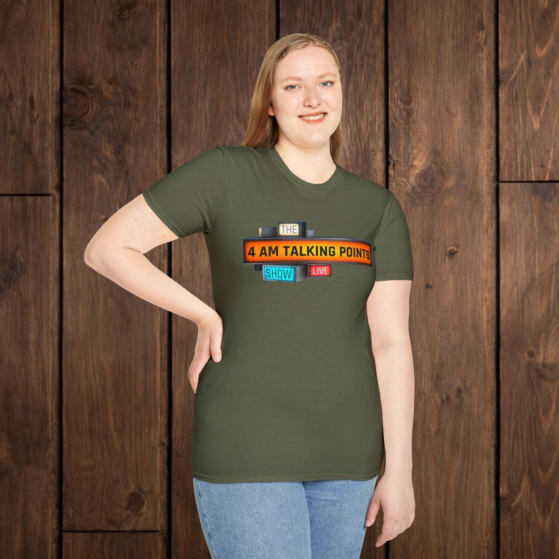 4 AM Talking Points Retro Podcast Logo T-Shirt image 3