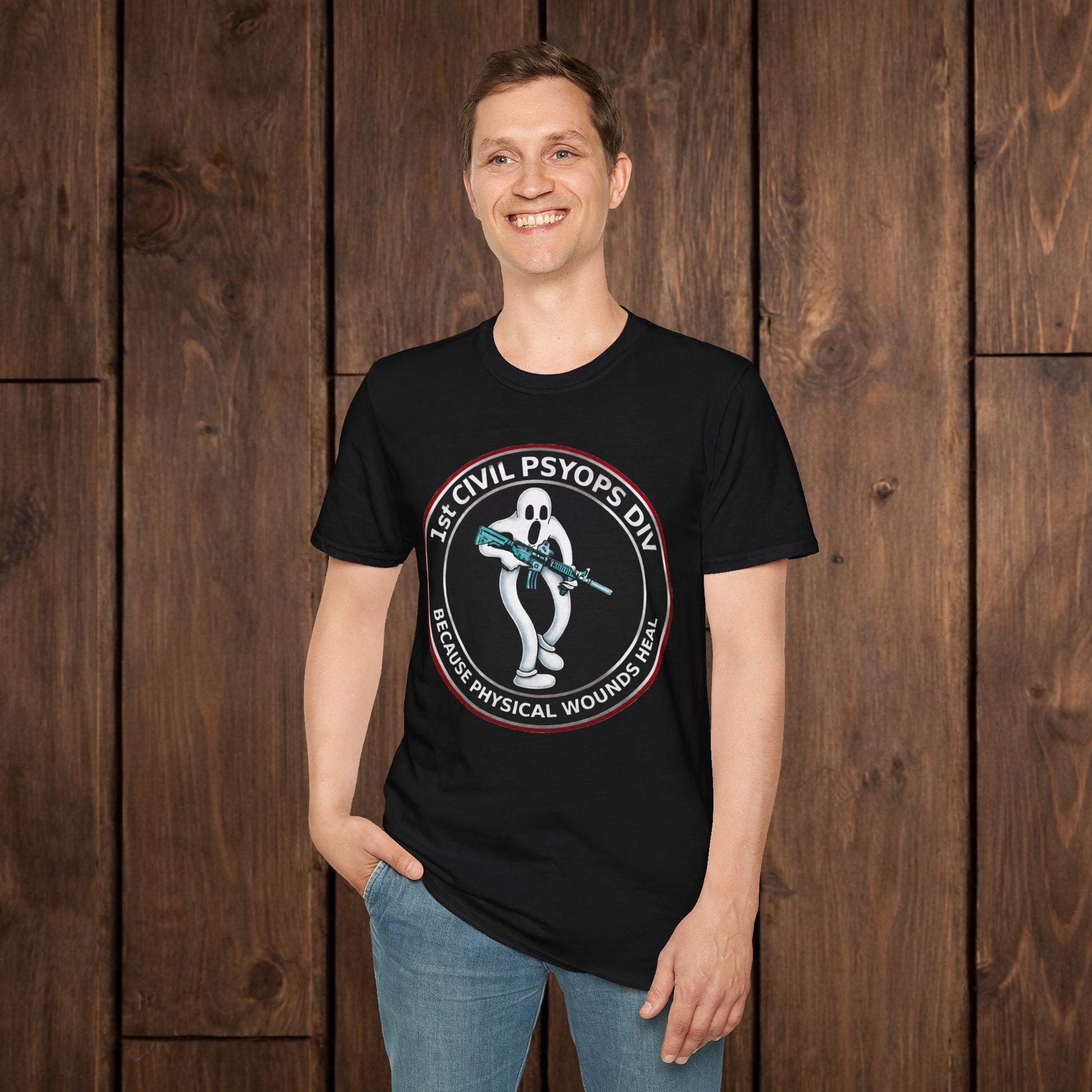 T-Shirt — 1st Civil Psyops Div 'Because Physical Wounds Heal' Military Logo Tee image 6