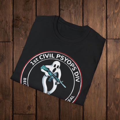 T-Shirt — 1st Civil Psyops Div 'Because Physical Wounds Heal' Military Logo Tee image 5