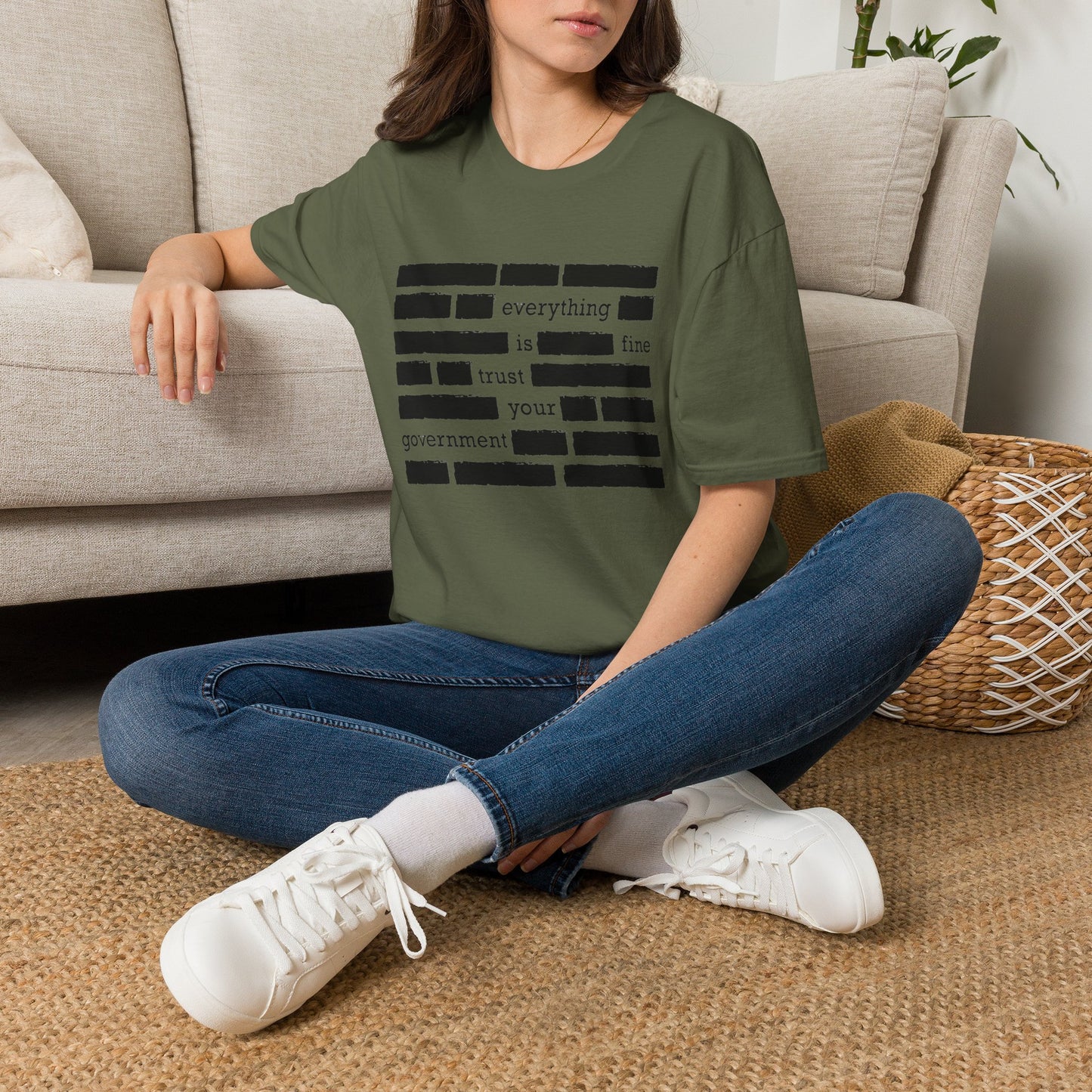 'Everything is Fine, Trust Your Government' Redacted Design Political Tee image 12