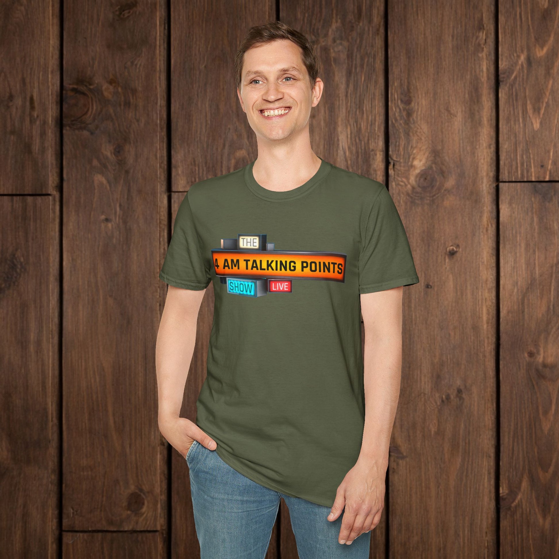 4 AM Talking Points Retro Podcast Logo T-Shirt image 0