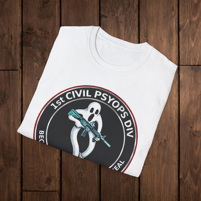 T-Shirt — 1st Civil Psyops Div 'Because Physical Wounds Heal' Military Logo Tee image 2