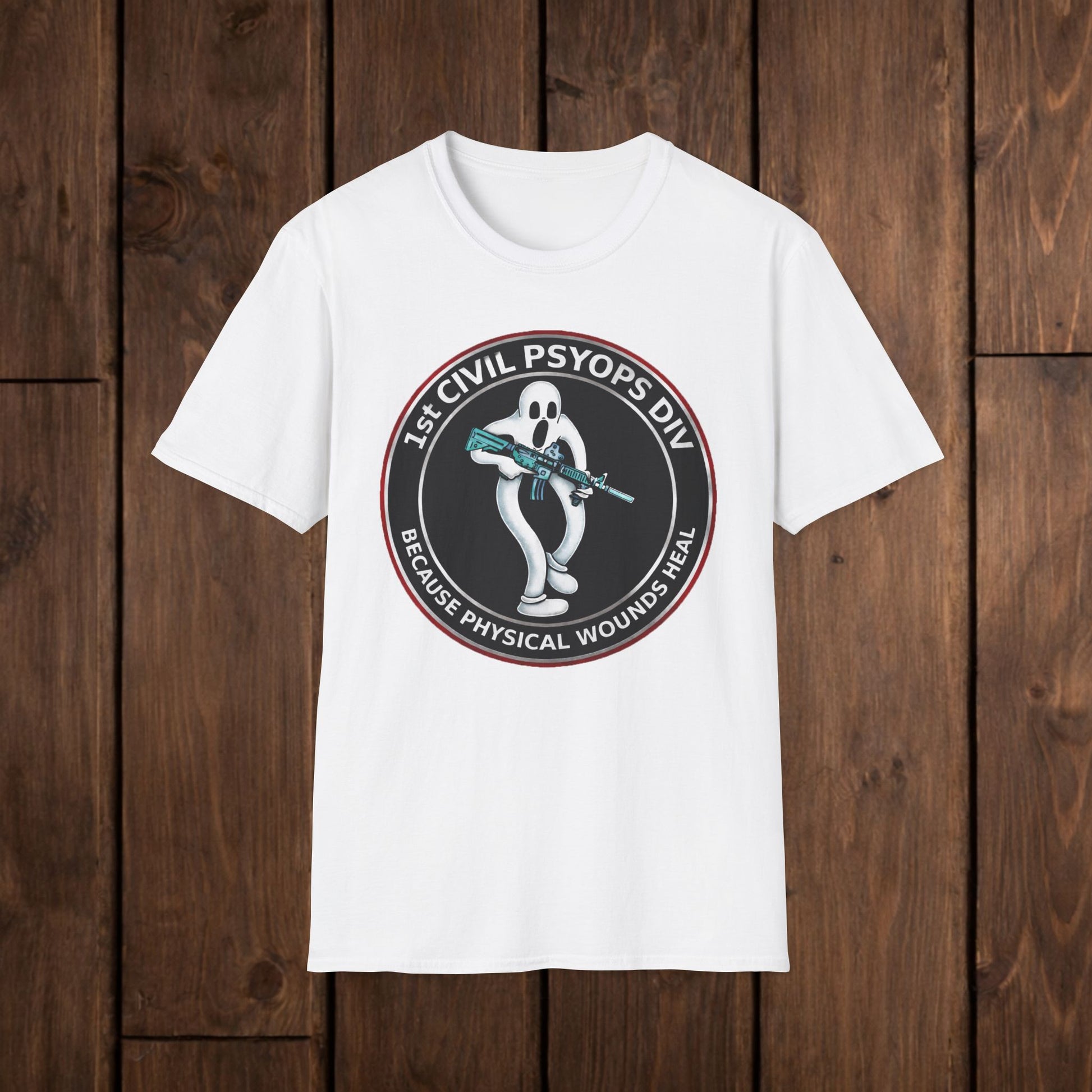 T-Shirt — 1st Civil Psyops Div 'Because Physical Wounds Heal' Military Logo Tee image 1