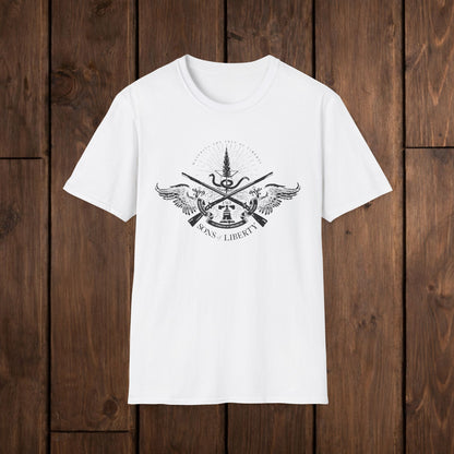 Sons of Liberty Rifle Crest T-Shirt — Vintage Historical Emblem image 0