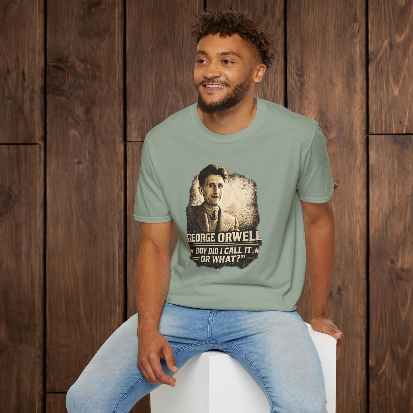 George Orwell Vintage Literary T-Shirt — "Boy Did I Call It Or What?" image 4