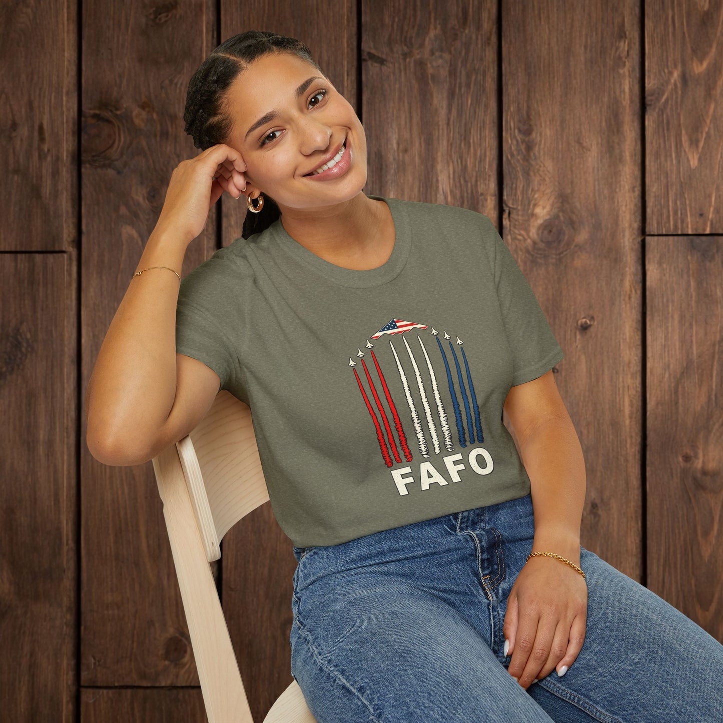 FAFO Jetpack Aviation Tee — Red, White & Blue Graphic image 5