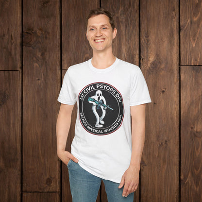 T-Shirt — 1st Civil Psyops Div 'Because Physical Wounds Heal' Military Logo Tee image 3